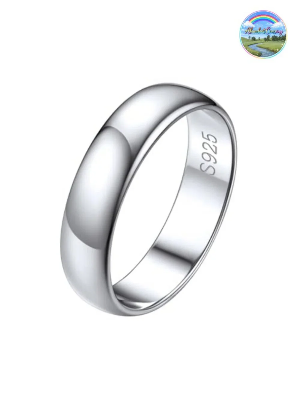 925 Sterling Silver Plain Dome Band Ring, Comfort Fit, High Polished, Wedding